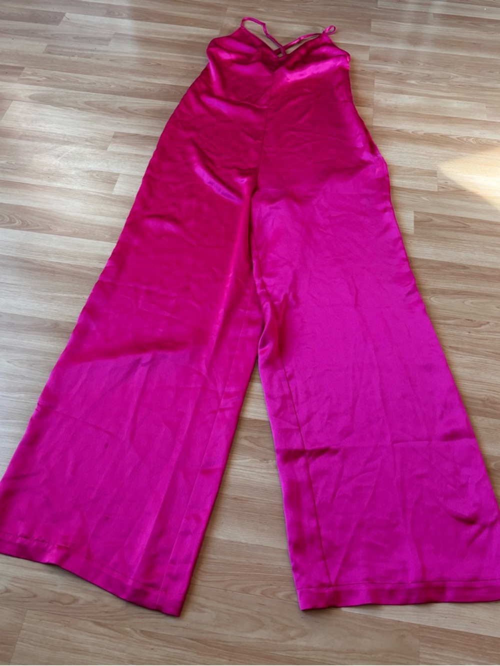 Victoria’s Secret Wide Leg Satin Jumpsuit‎ in Hot Pink